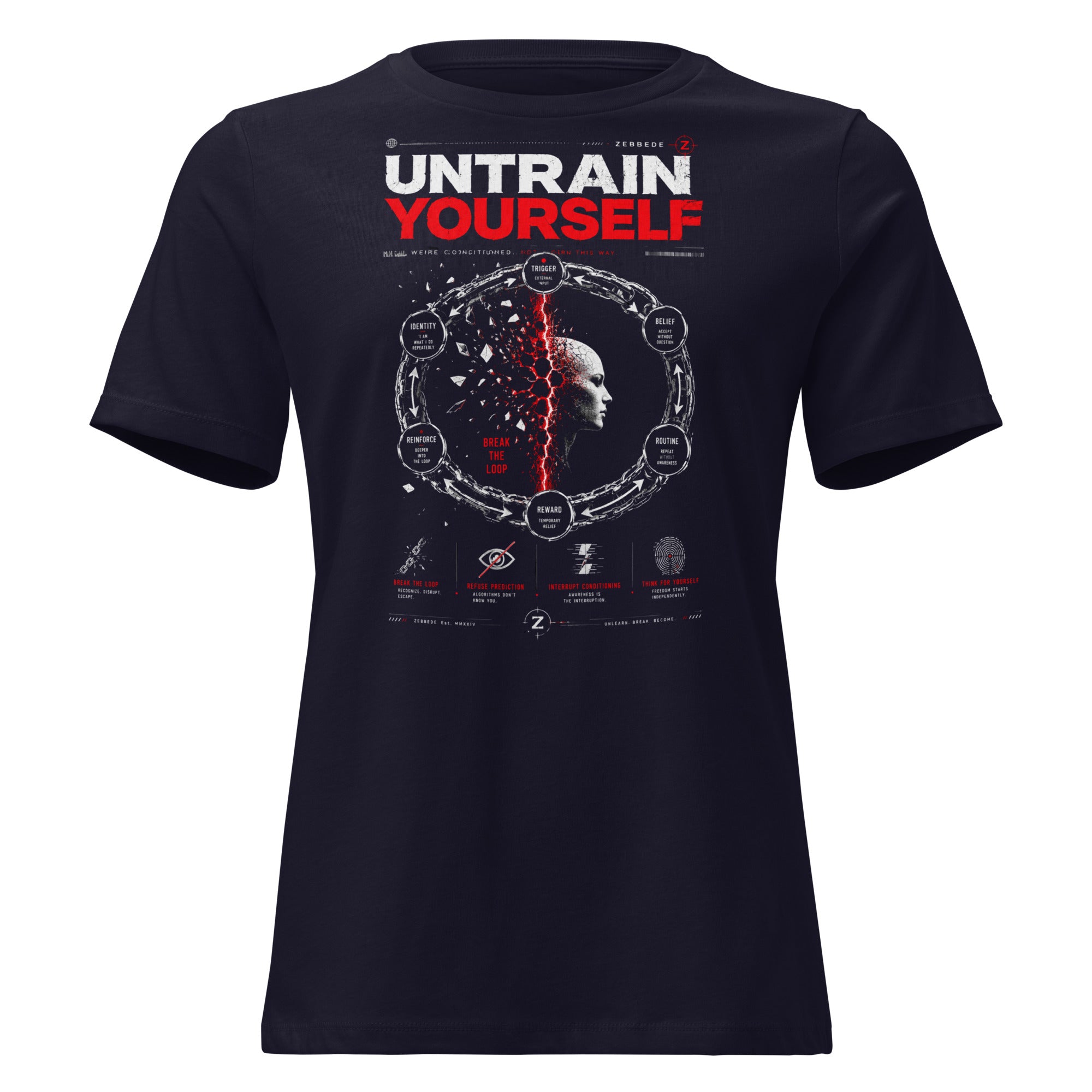 Untrain Yourself Women's Relaxed T-Shirt product mockup