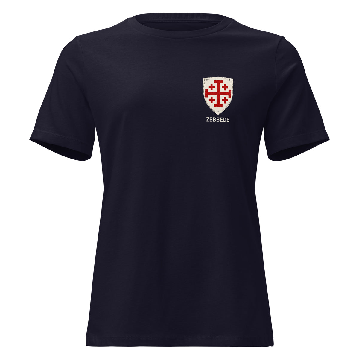 ZEBBEDE Crusade Shield women's relaxed T-shirt with small shield and ZEBBEDE left chest print